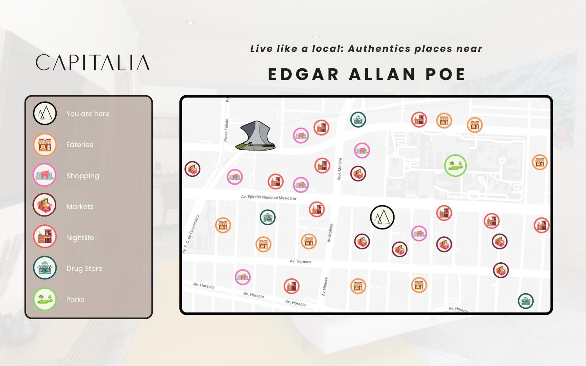 Capitalia - Luxury Apartments - Edgar Allan Poe Mexico City Ngoại thất bức ảnh